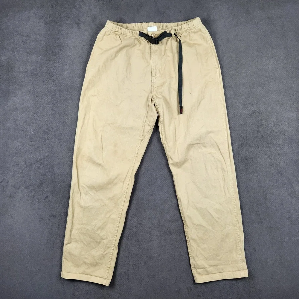Gramicci Climbing Pants Mens Large L Khaki Tan Cotton Belted G-Pants 14388